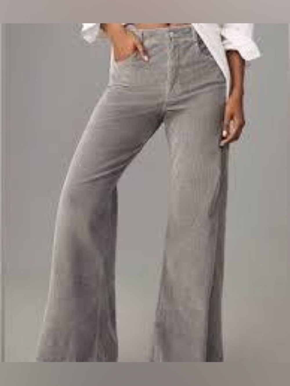 Pilcro Anthropologie High Rise Corduroy Wide Leg Flare Pants Gray 26